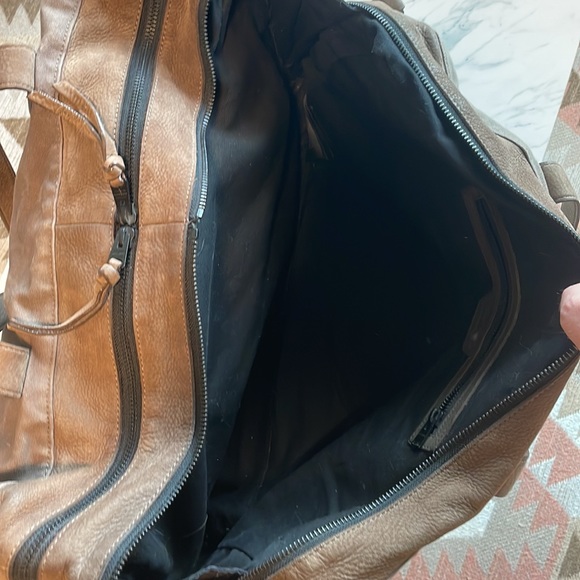 Allsaints Brown leather/canvas weekender - Picture 7 of 11